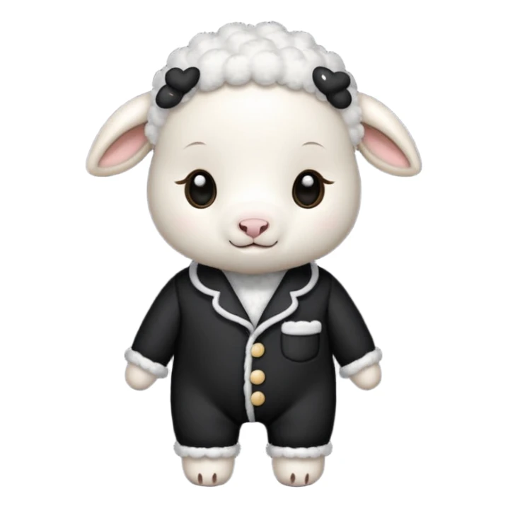 Little lamb wearing black pajamas with white piping  sticker
