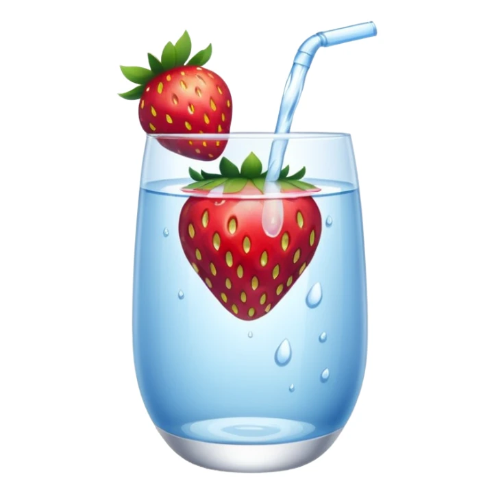 glass of water with strawberry sticker