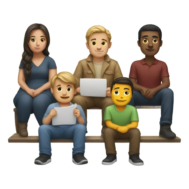 row of 6 people sitting sticker