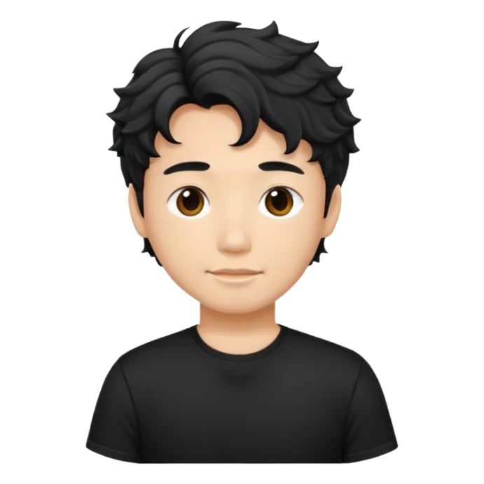 asian young man with wavy hair in black t-shirt sticker