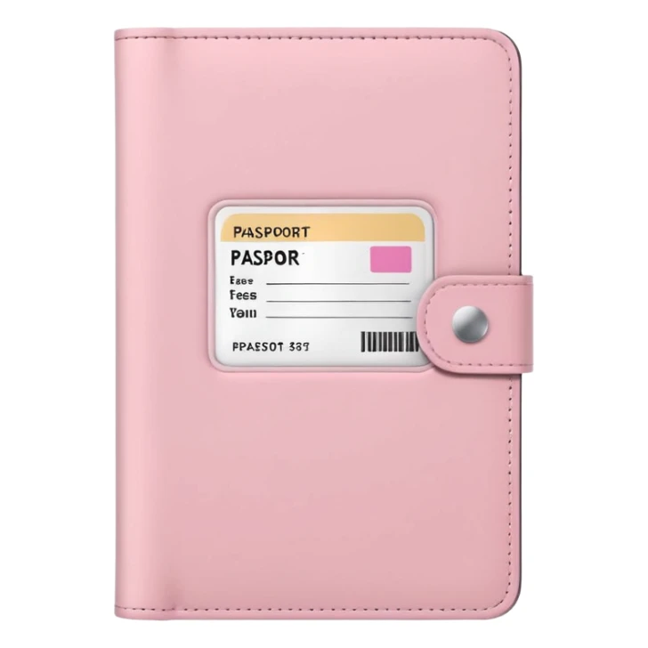 White passport cover with pastel pink boarding pass peeking out, clean composition sticker