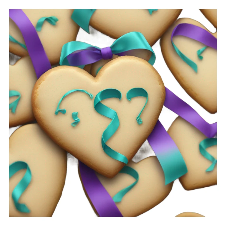 Cookie heart with teal purple awareness ribbon sticker