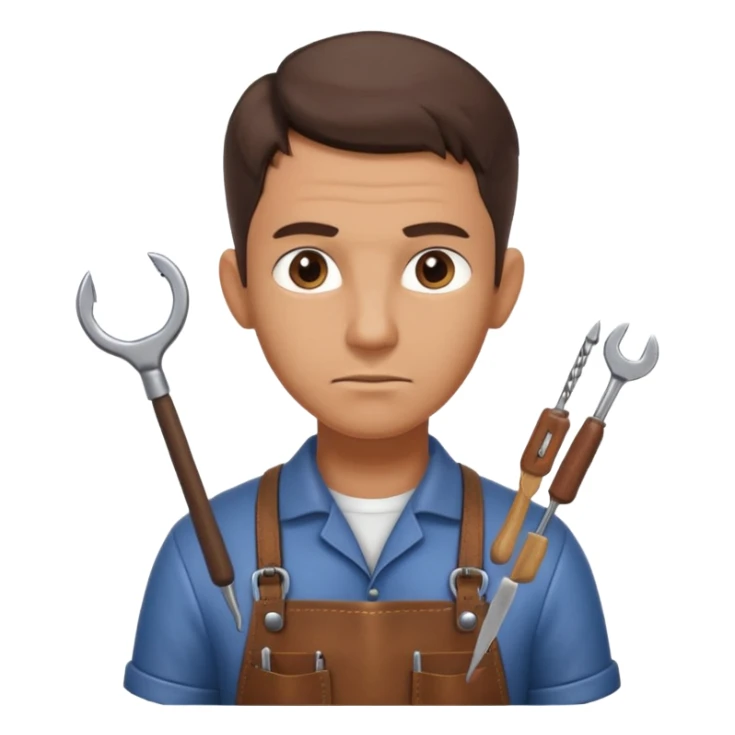 professional locksmith portrait, head and shoulders only, serious focused expression, leather apron collar, small lockpick tools visible, 3D cartoon, mobile game icon style, clean background, no text, no watermark
 sticker