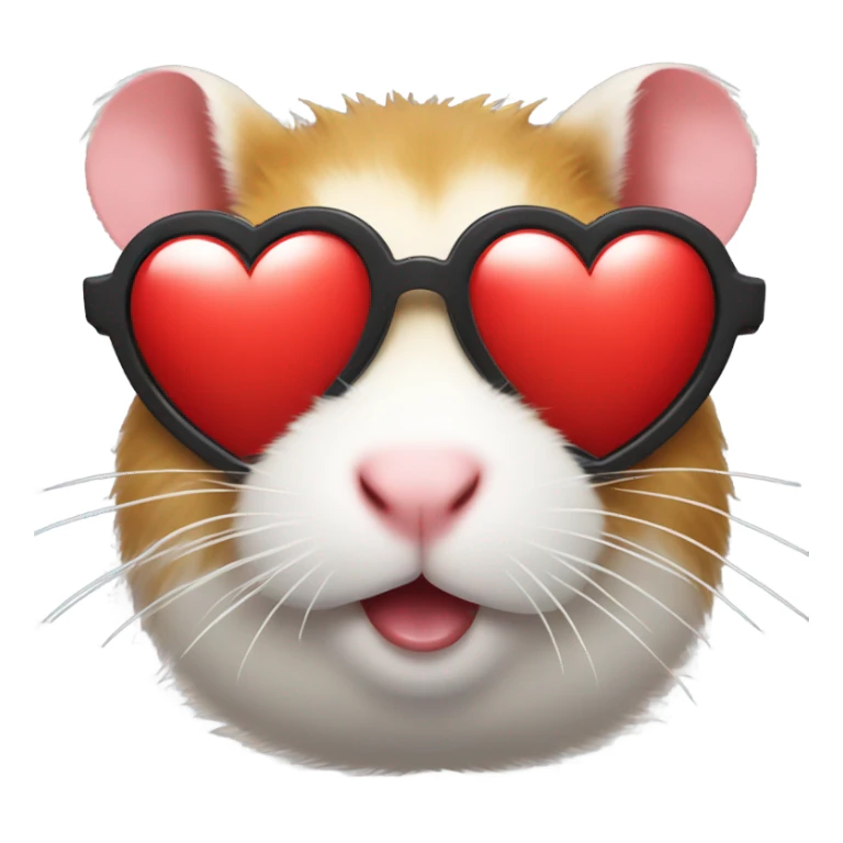  hamster with red heart sunglasses and poop emoji sticker