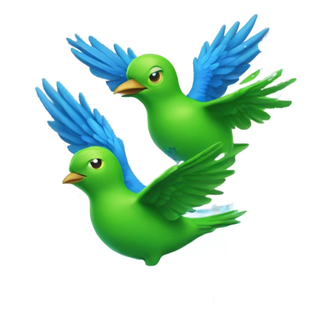 Green bird and blue bird taking a bath sticker