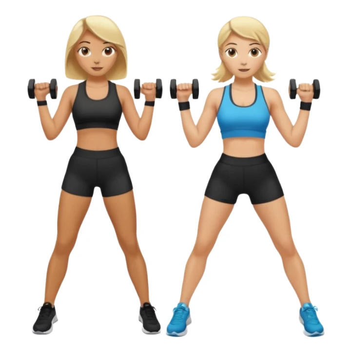 Blonde girl and brunette girl doing exercise sticker