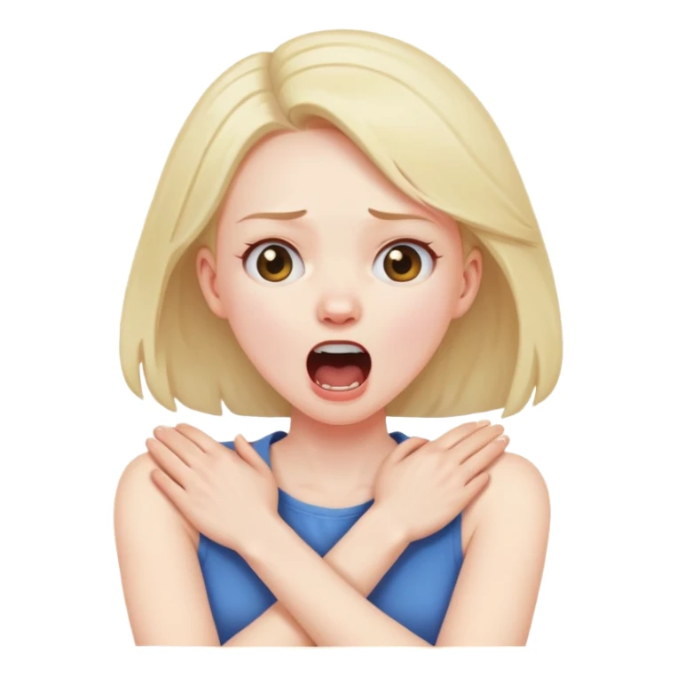arms crossed holding neck screaming girl sticker