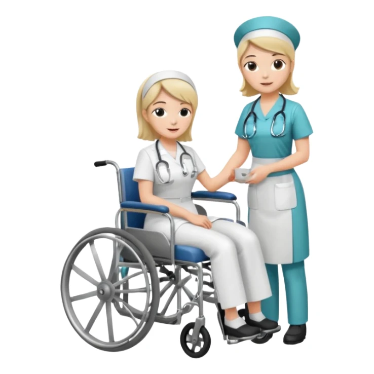 a nurse is taking care of a patient in wheelchair sticker