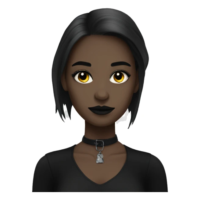 girl with shoulder length hair “black ” and goth makeup  sticker