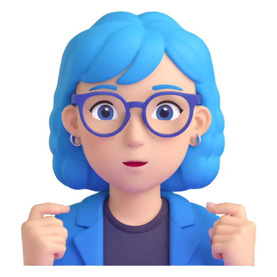 Michou, French YouTuber with blue hair and glasses sticker
