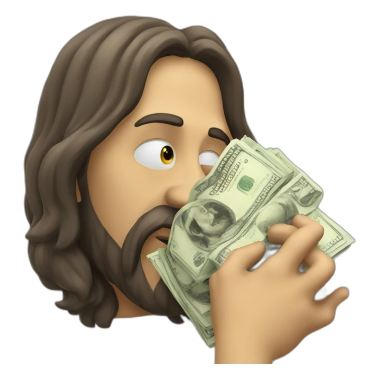 jesus sniffing money sticker