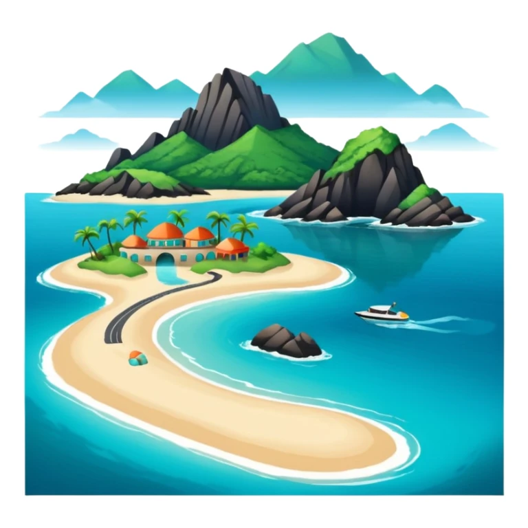 attractive island  with a beach and infrastructure  sticker