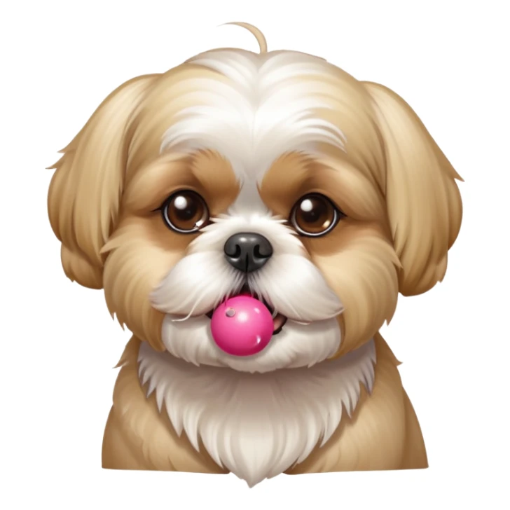 Blonde Shih tzu blowing bubblegum from its mouth sticker