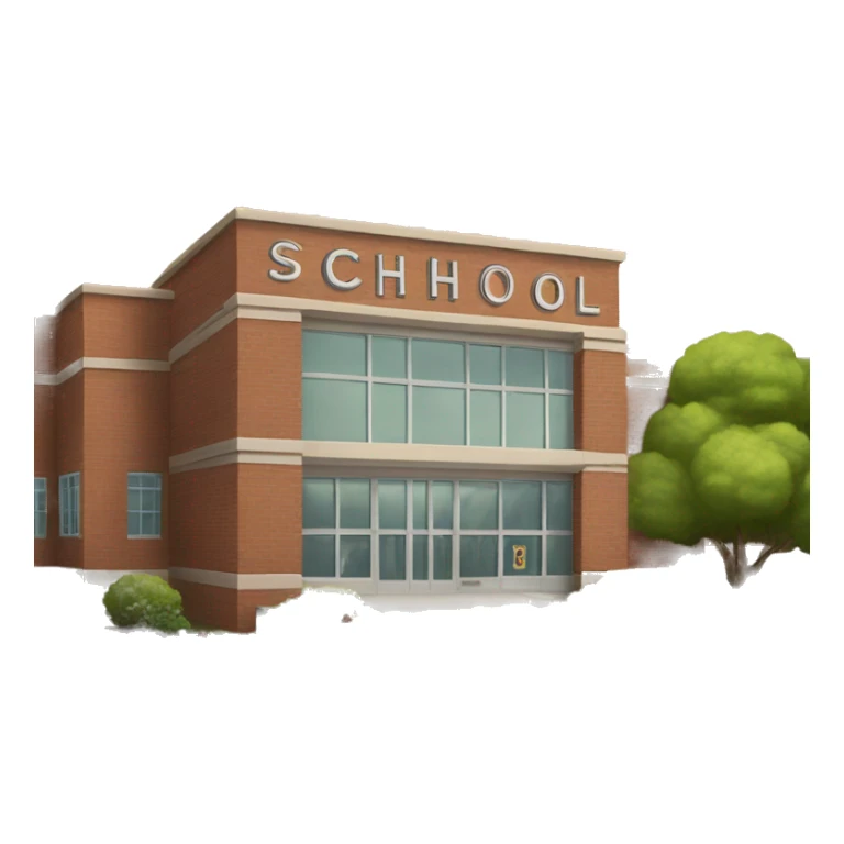 small school with sign that says "school" sticker