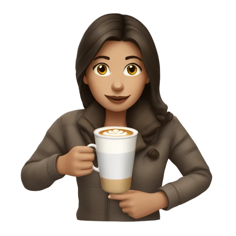 brunette girl sipping latte  sticker