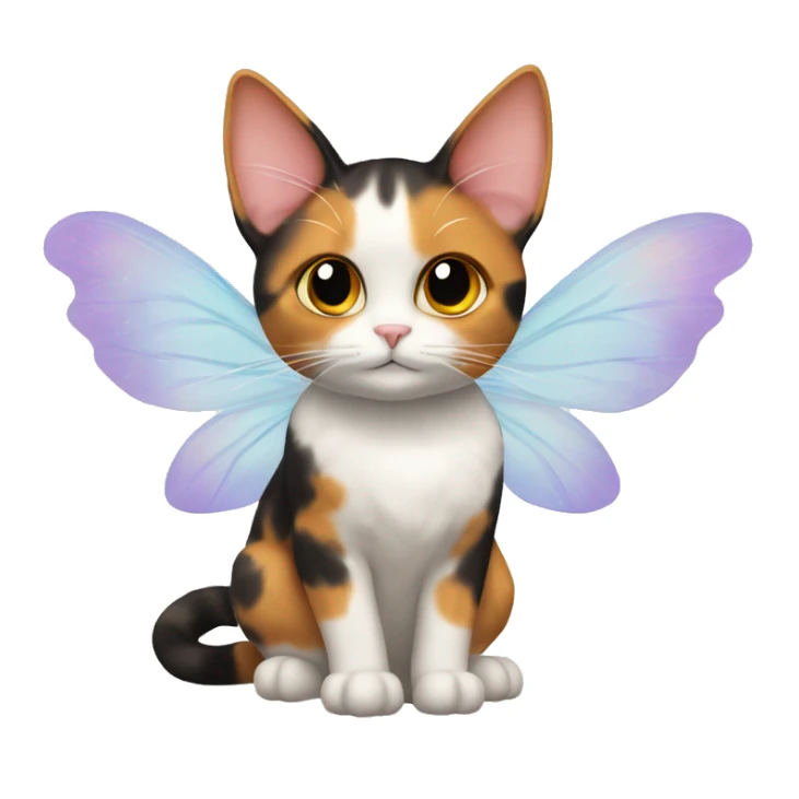 calico cat with fairy wings sticker