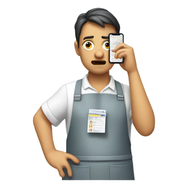 person facepalming wearing apron because ads are popping up on their phone sticker