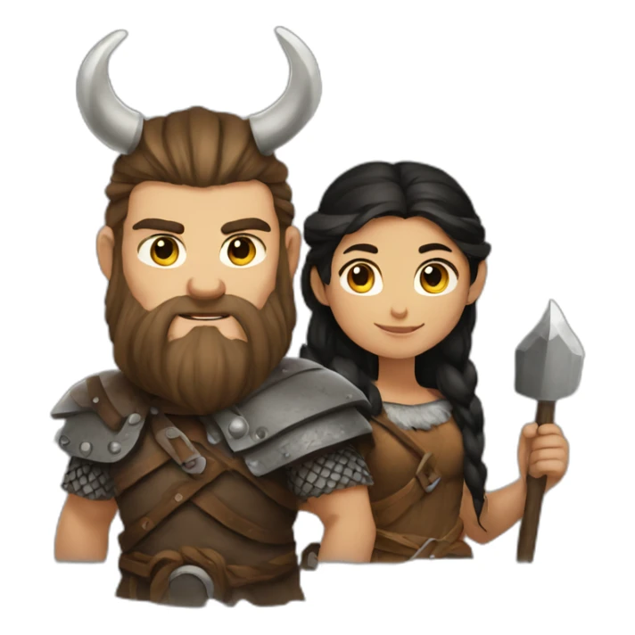 Viking and girl whithe dark hair sticker