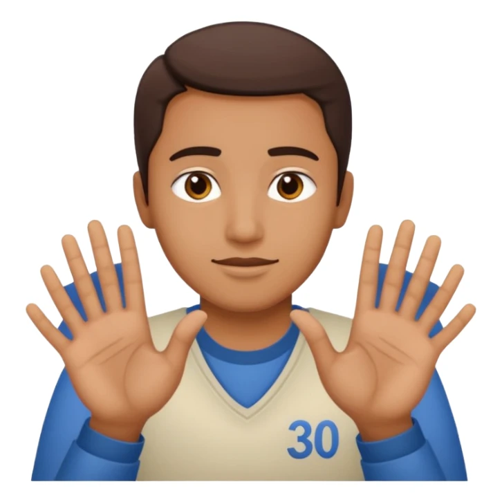 EMOJI DE UNA PERSONA HACIENDO EL NUMERO 304 CON LAS MANOS COMO LO HACE LAMINE YAMAL sticker
