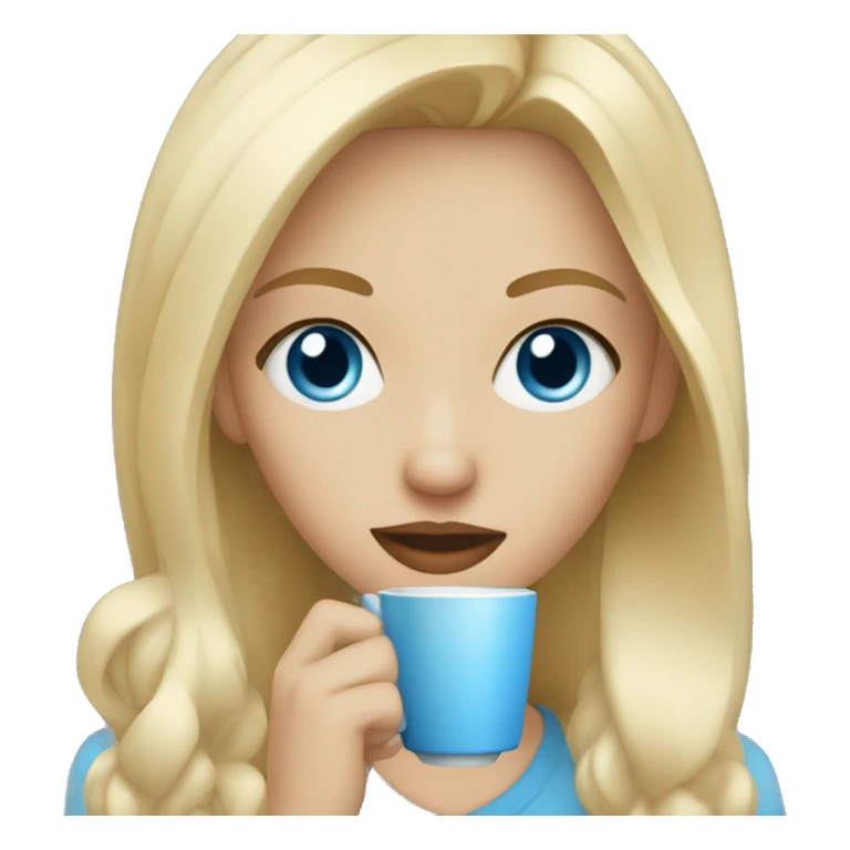 Blonde girl drinking coffee blue eyes sticker