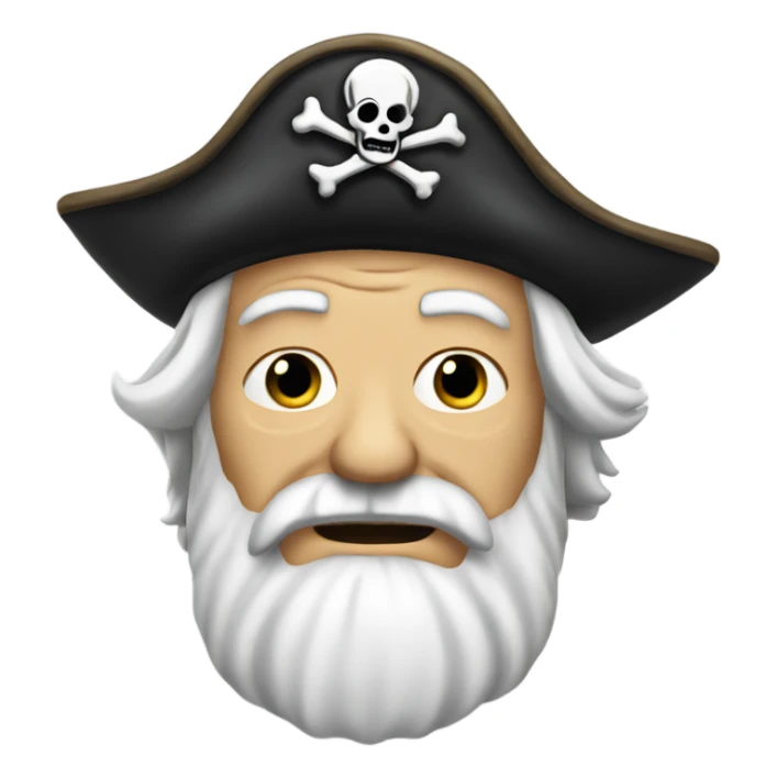 old pirate with white hair and beard, no pirate sign sticker