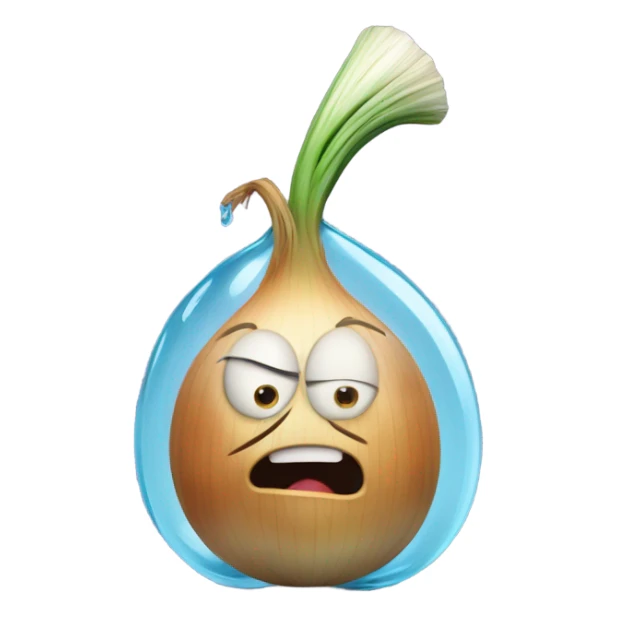 Onion squirting a water bottle on someone’s eyes sticker