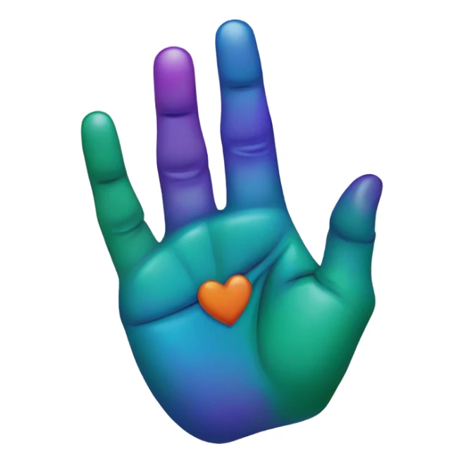 finger heart with green, purple, blue, red, and orange nails sticker