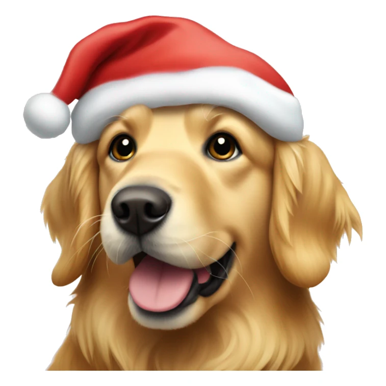Golden retriever in Santa hat sticker