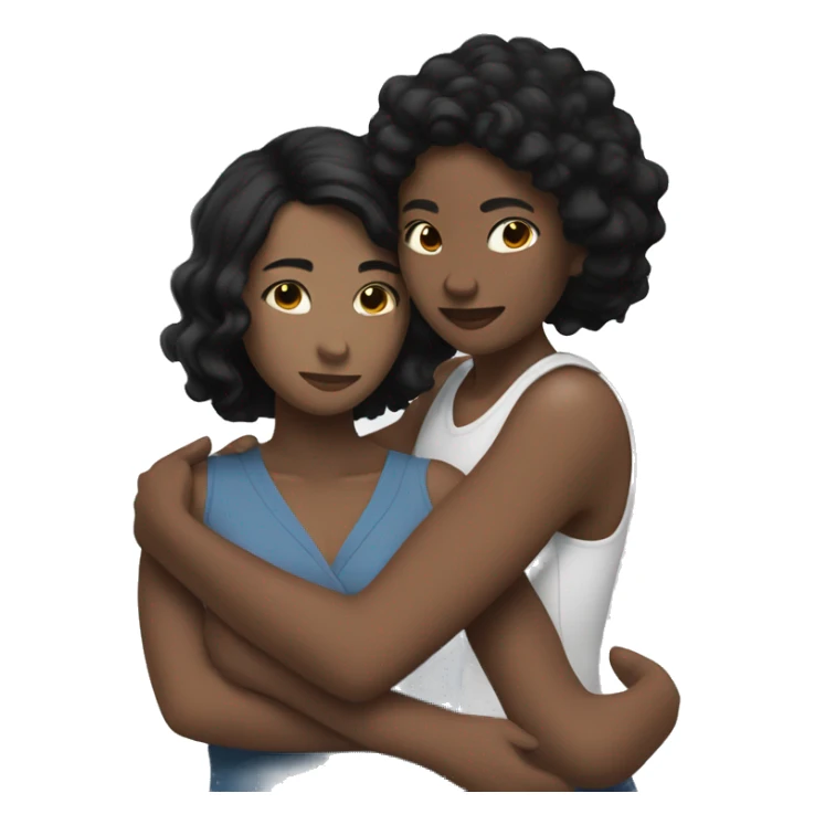 Lesbians with black hair and white skin hugging passionately sticker