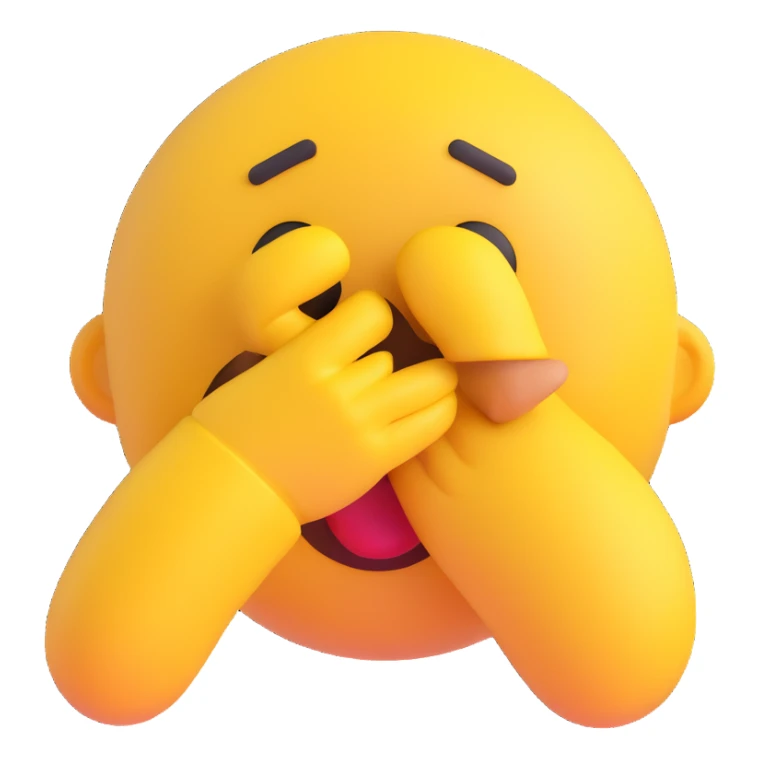 emoji character with a worried face, hand on mouth, as if gasping sticker