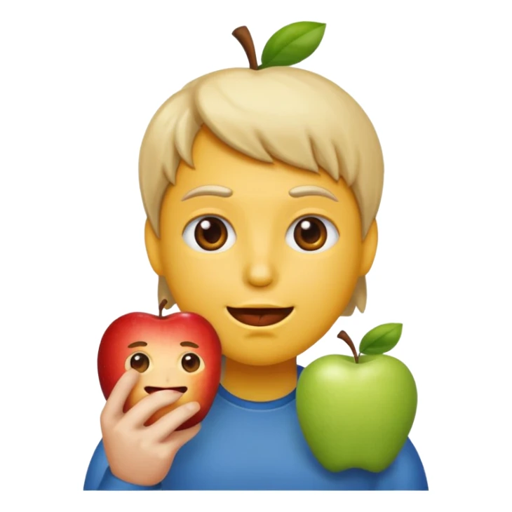 Emoji  iPhone Android comendo uma maça sticker