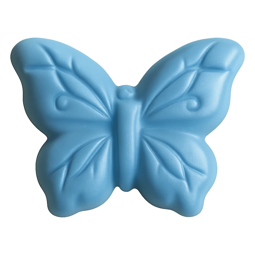 Make the realistic butterfly-shaped candy blue, isolated on a transparent background with no visible background. Maintain a photorealistic style. sticker