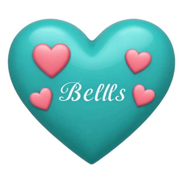 Teal heart with hearts and Belles wording sticker