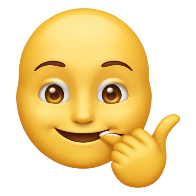 A normal yellow emoji with a shush and has a smile and is showing its jawline  sticker