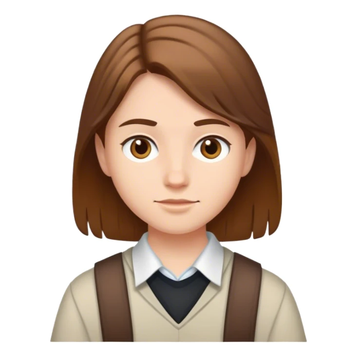 White student without glasses and brown hair sticker