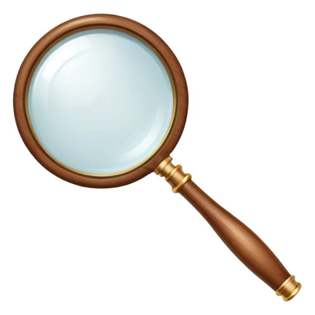 A classic magnifying glass with a wooden handle sticker