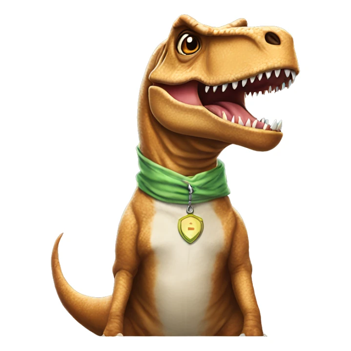 T-Rex wearing a dog costume ￼ sticker