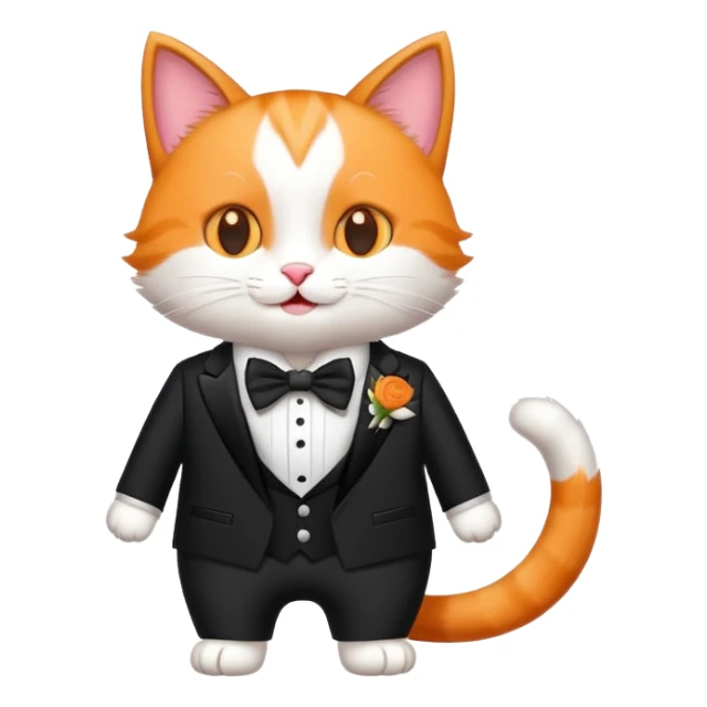 happy cat dressed as the groom at a wedding sticker