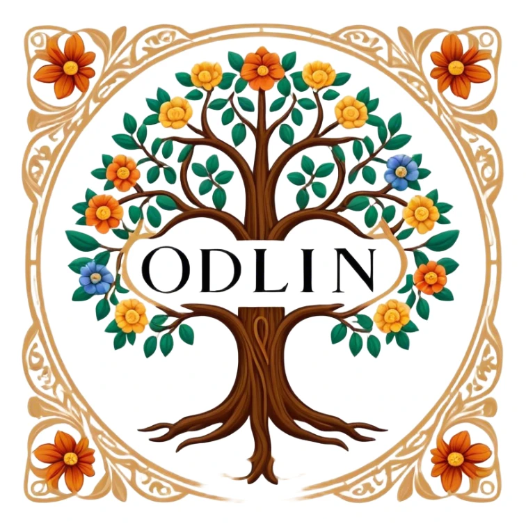 created a highly detailed family genealogy logo using the name Odlin and multiple colors. sticker