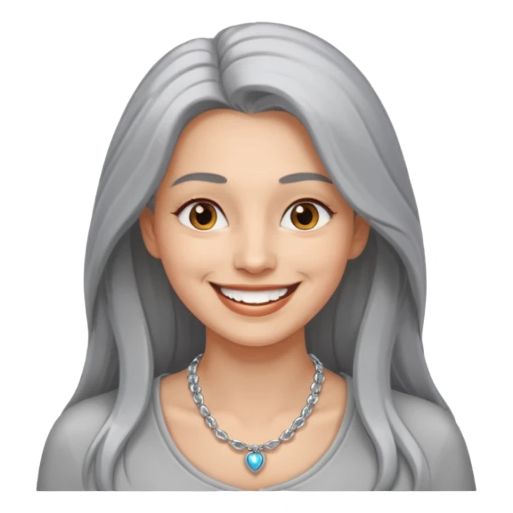 Female with Silver Necklace, grey skin,long hair, more bright silver,hihligt necklace, different expressions. sticker