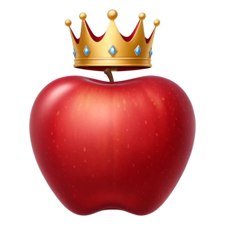 fancy apple with royal crown, velvet texture, regal style sticker