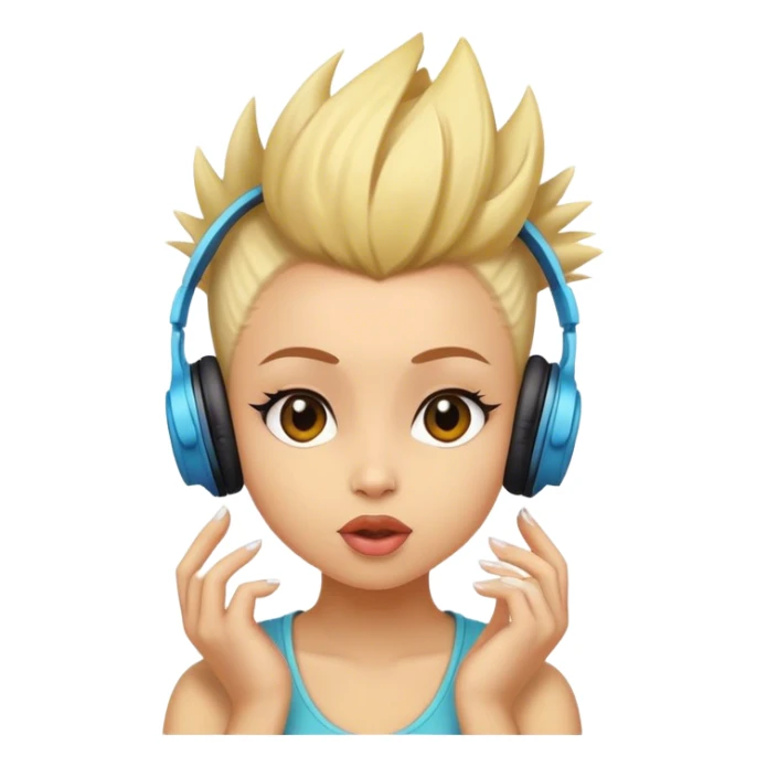Chick with a faux hawk listening to music sticker