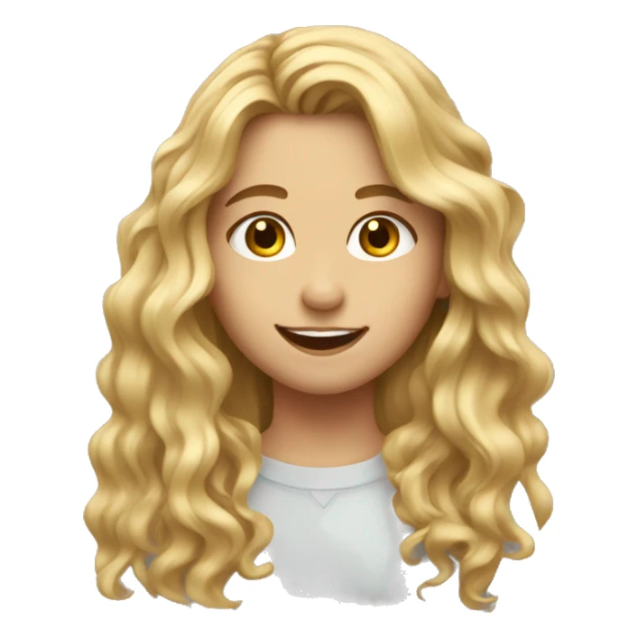 Girl with long blonde wavy hair and hazel eyes smiling  sticker