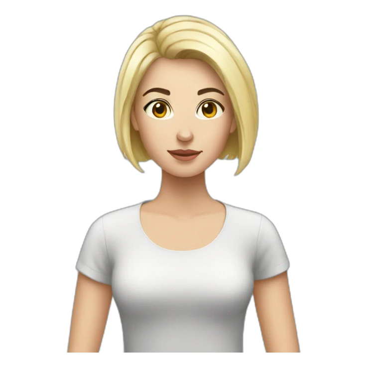 young white woman with a short black hair sticker