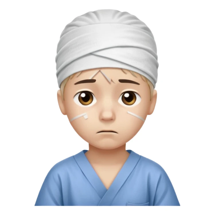 Injured Boy – Bandage on head, hospital gown. sticker