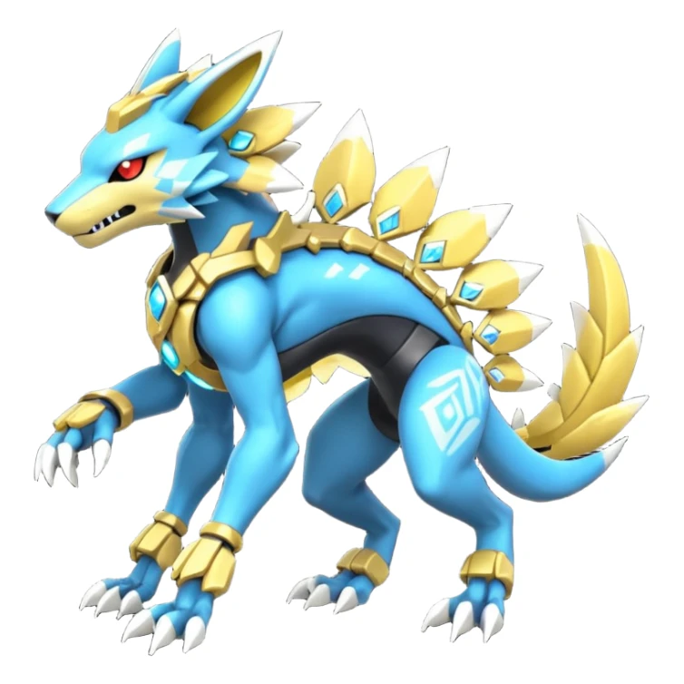 Mechanical Zeraora-Vernid-Primagen-Protogen-Fakémon-Pokémon-creature-fusion (full body) sticker