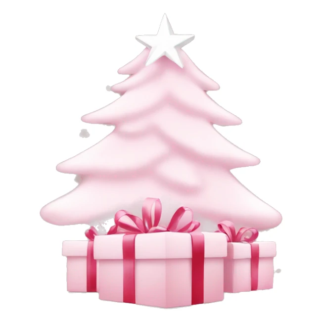 Light pink Christmas gifts under a white Christmas tree  sticker