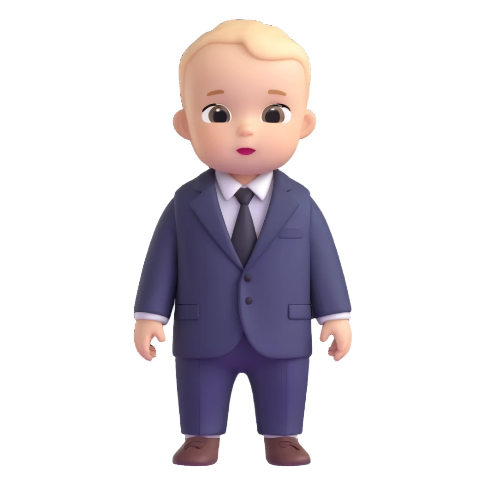 adorable baby mafia boss in oversized suit sticker