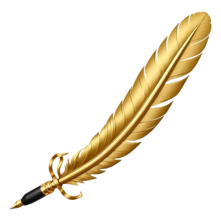 3D perspective academic premium golden ink feather pen sticker
