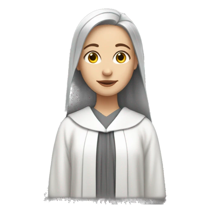 White girl standing in grey choir robe sticker